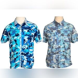 Bar lll Short Sleeve Blue Camo Shirt size Xl reversible